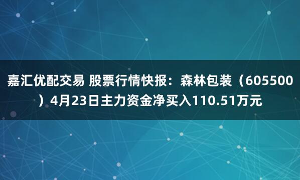 嘉汇优配交易 股票行情快报：森林包装（605500）4月23日主力资金净买入110.51万元