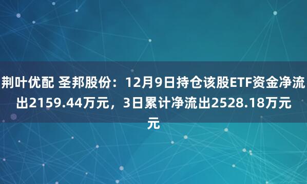 荆叶优配 圣邦股份：12月9日持仓该股ETF资金净流出2159.44万元，3日累计净流出2528.18万元