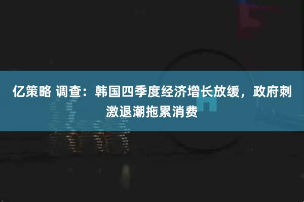 亿策略 调查：韩国四季度经济增长放缓，政府刺激退潮拖累消费